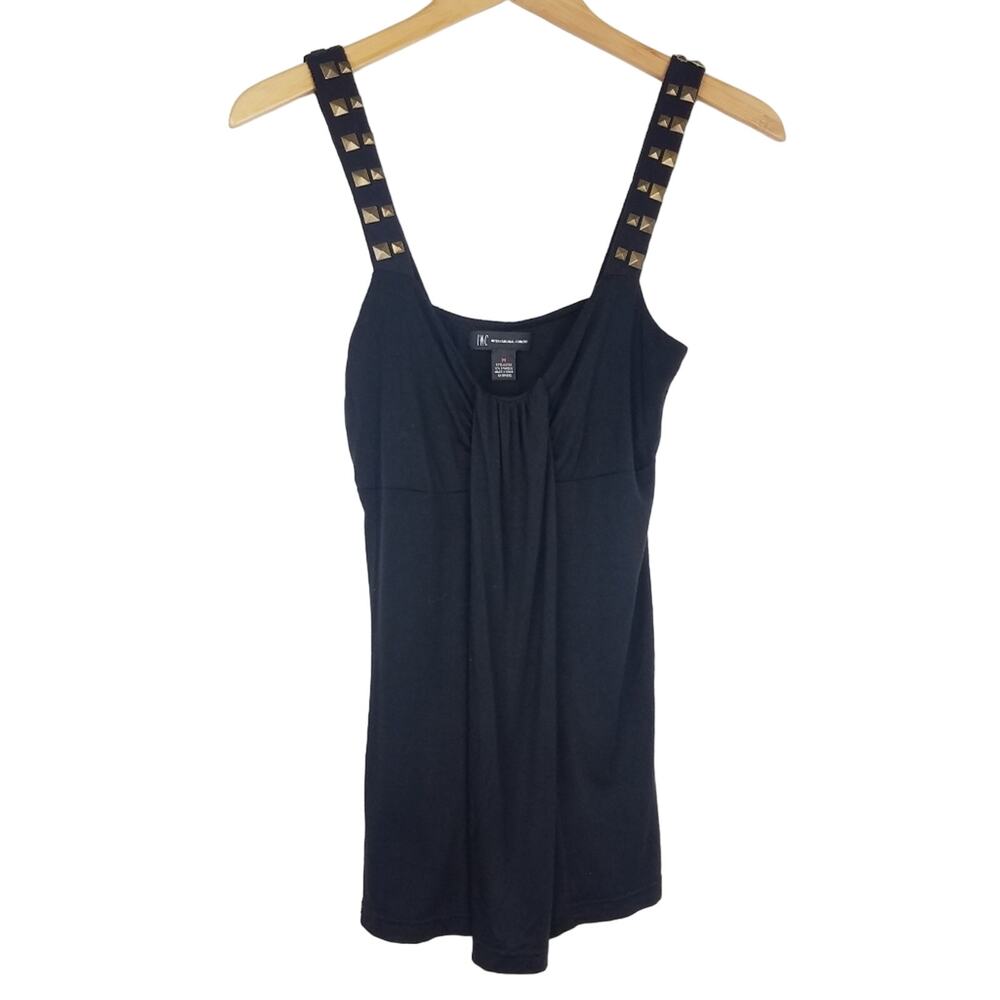 INC | Tank Top Metal Studs Black M Rayon